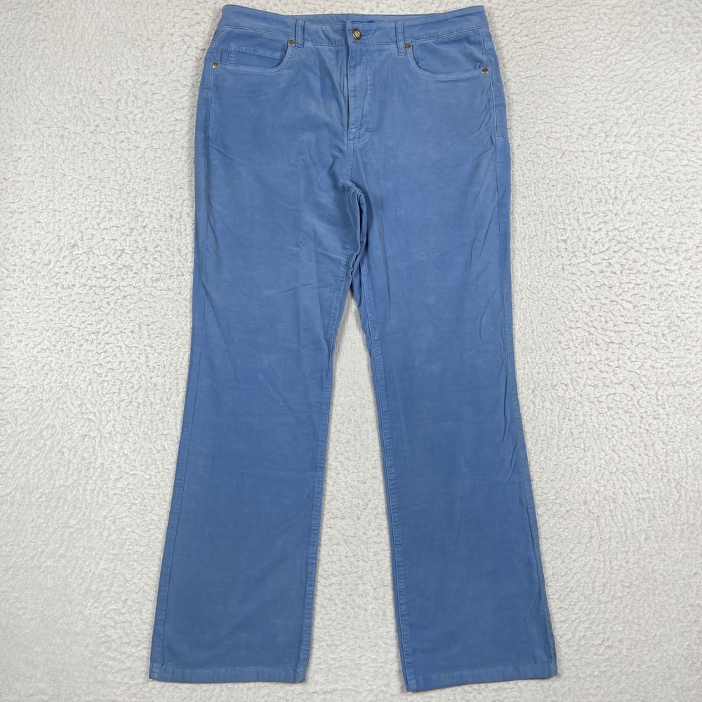 J.McLaughlin Velvet Jeans Women 12 Blue Kick Flare Bootcut Stretch Corduroy Pant
